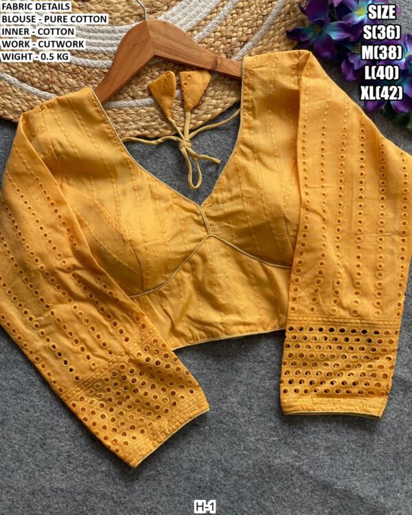 Pure Cotton Cutwork Designer Blouse With Inner
