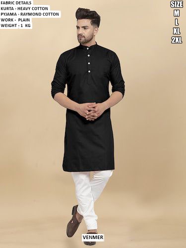 Men’S Heavy Cotton Kurta With Raymond Cotton Pyjama Plain Work Ethnic Set