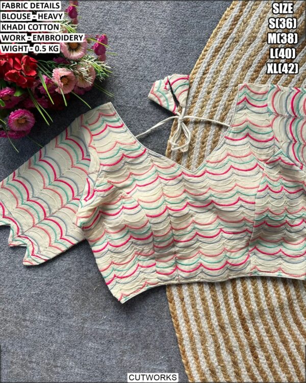Heavy Khadi Cotton Embroidered Designer Blouse