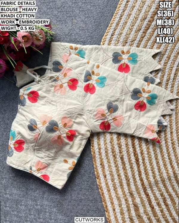 Heavy Khadi Cotton Embroidered Designer Blouse