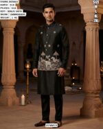 Traditional Silk Kurta Pyjama And Koti Set For Men