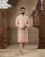 Traditional Silk Kurta Pyjama And Koti Set For Men