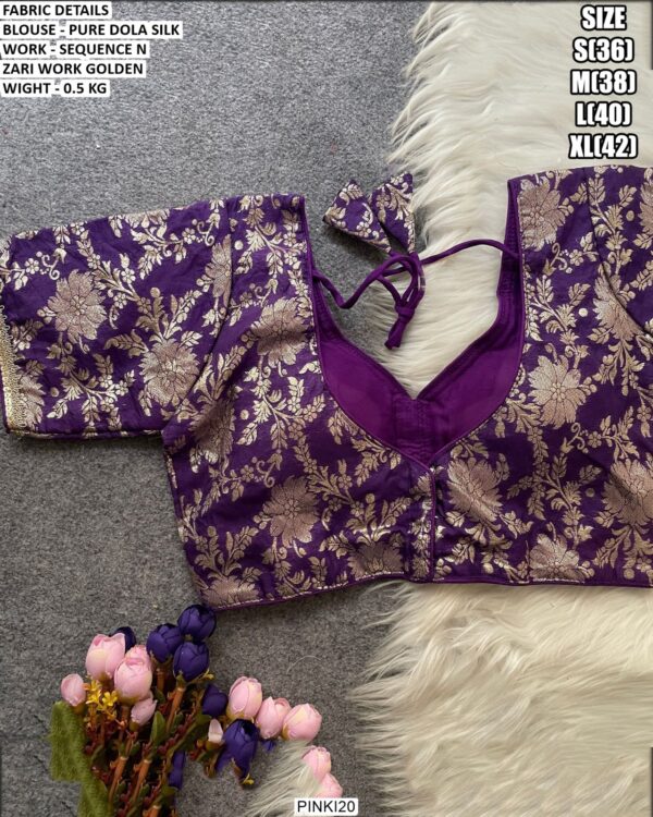 Premium Pure Dola Silk Designer Blouse For Women