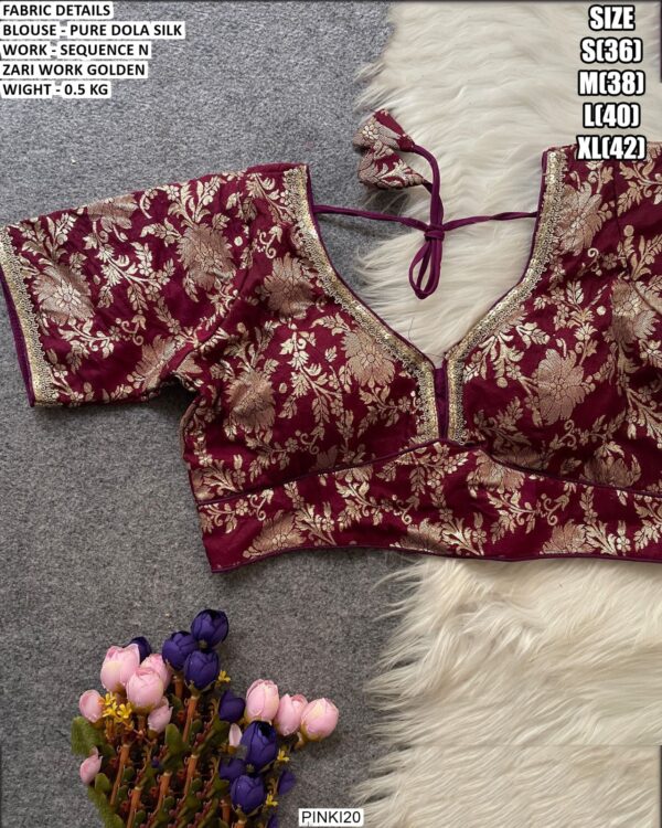 Premium Pure Dola Silk Designer Blouse For Women