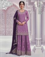 Elegant Heavy Chinon Embroidered Suit Set