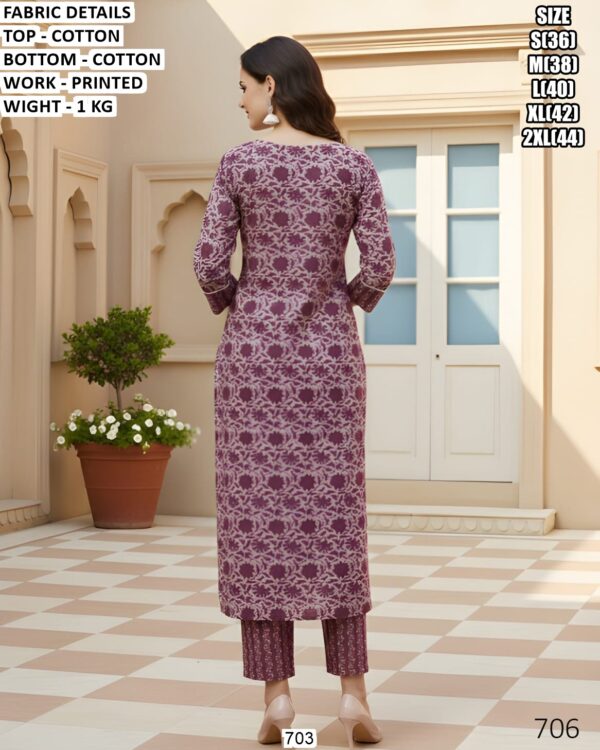 Beautiful Printed Cotton Top Bottom Set For Women