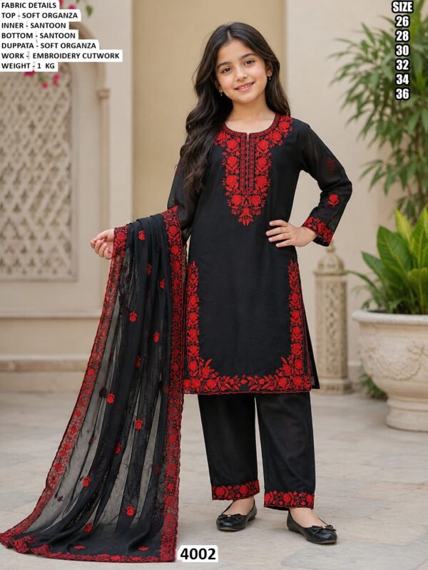 Girls Designer Soft Organza Suit With Dupatta
