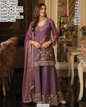 Heavy Embroidery Work Sharara Suit With Dupatta