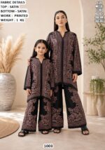 Satin Printed Mother Daughter Co Ord Set