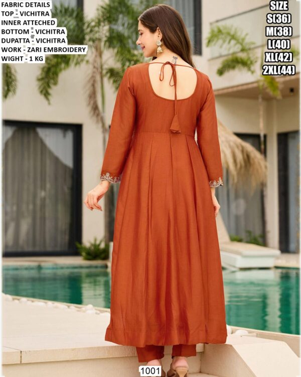 Vichitra Top Bottom Dupatta Set With Zari Embroidery Work