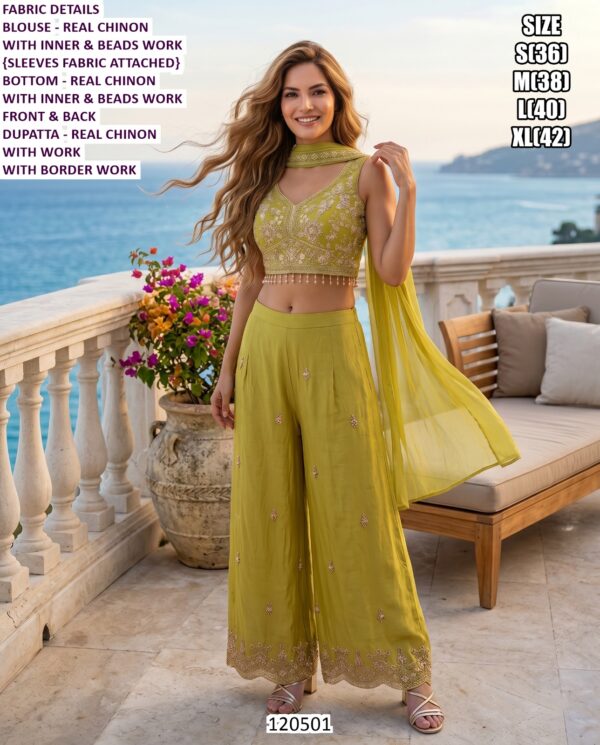 Designer Palazzo Suit Collection With Embroidery And Beads Work