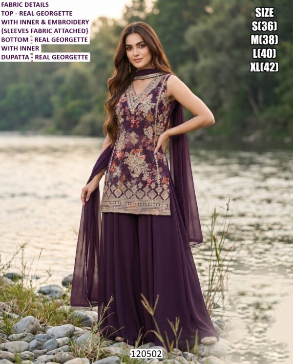 Designer Palazzo Suit Collection With Embroidery And Beads Work