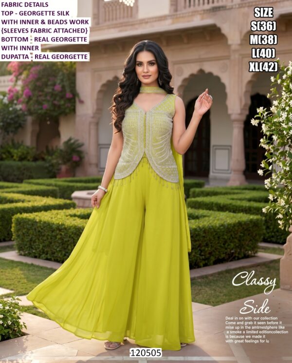 Premium Palazzo Suit Collection With Georgette Silk And Embroidery Work