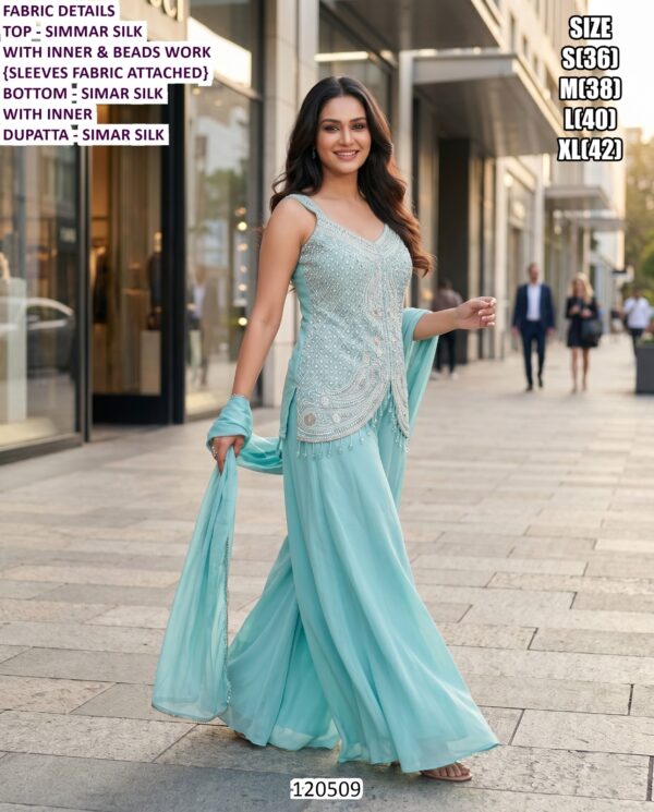 Stylish Fendy Silk And Simar Silk Designer Palazzo Suit