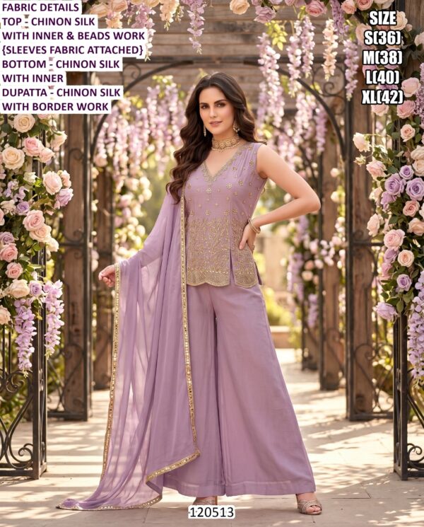 Beautiful Palazzo And Draped Skirt Set Collection With Beads Work