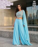 Designer Palazzo Suit Set With Embroidery And Dupatta