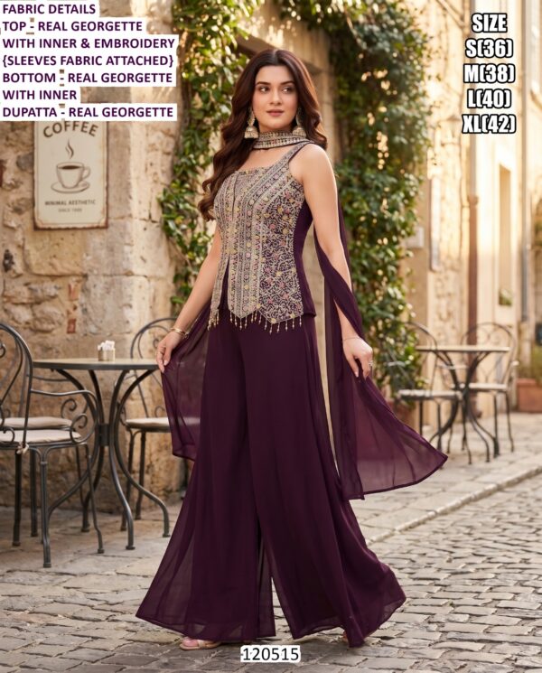 Designer Palazzo Suit Set With Embroidery And Dupatta