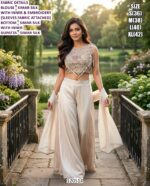 Designer Palazzo Suit Set With Embroidery And Dupatta