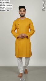 Elegant Mens Ethnic Kurta Pyjama With Hand Work