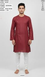 Elegant Mens Ethnic Kurta Pyjama With Hand Work