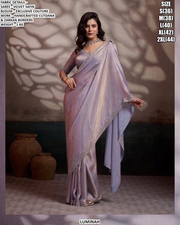 Velvet Satin Saree With Exclusive Couture Blouse