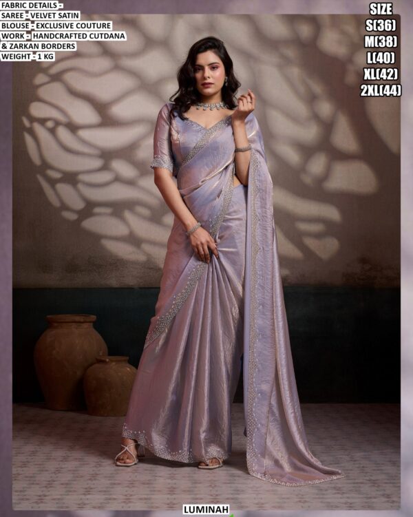 Velvet Satin Saree With Exclusive Couture Blouse
