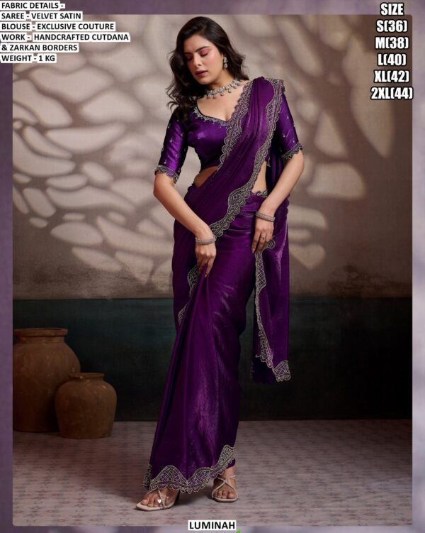 Velvet Satin Saree With Exclusive Couture Blouse