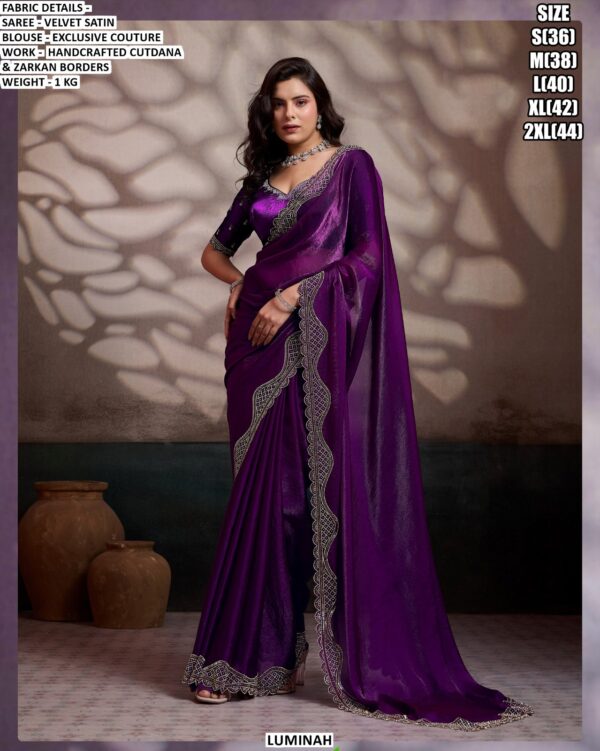 Velvet Satin Saree With Exclusive Couture Blouse