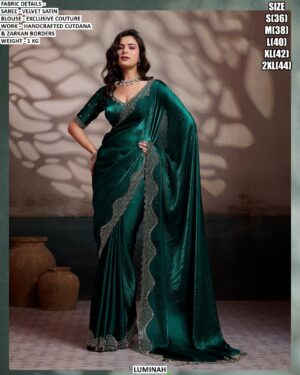 Velvet Satin Saree With Exclusive Couture Blouse