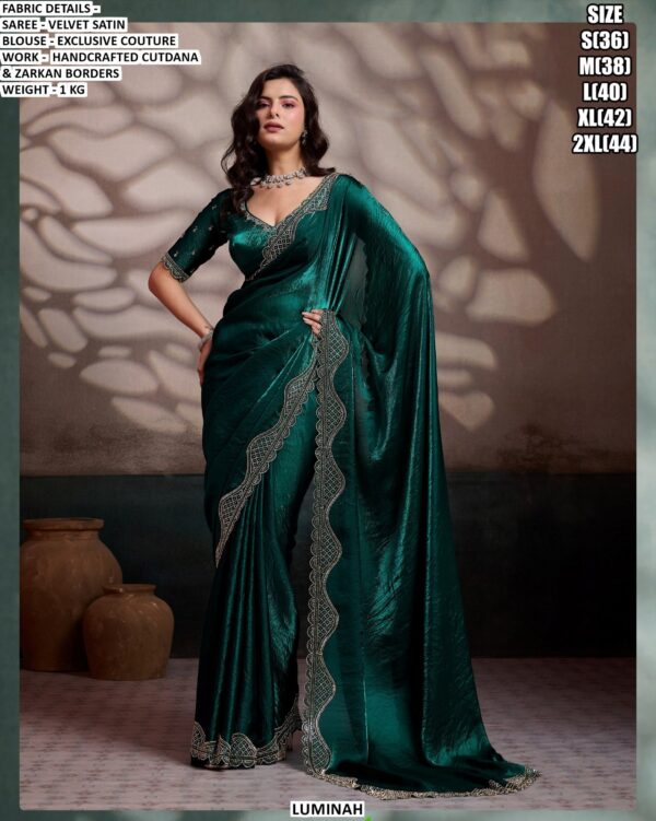 Velvet Satin Saree With Exclusive Couture Blouse
