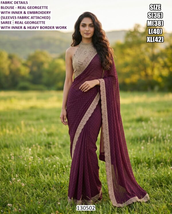 Premium Real Georgette Designer Saree And Palazzo Set Collection