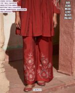 Mul Chanderi Top Bottom Set With Embroidery Handwork