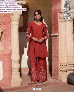 Mul Chanderi Top Bottom Set With Embroidery Handwork