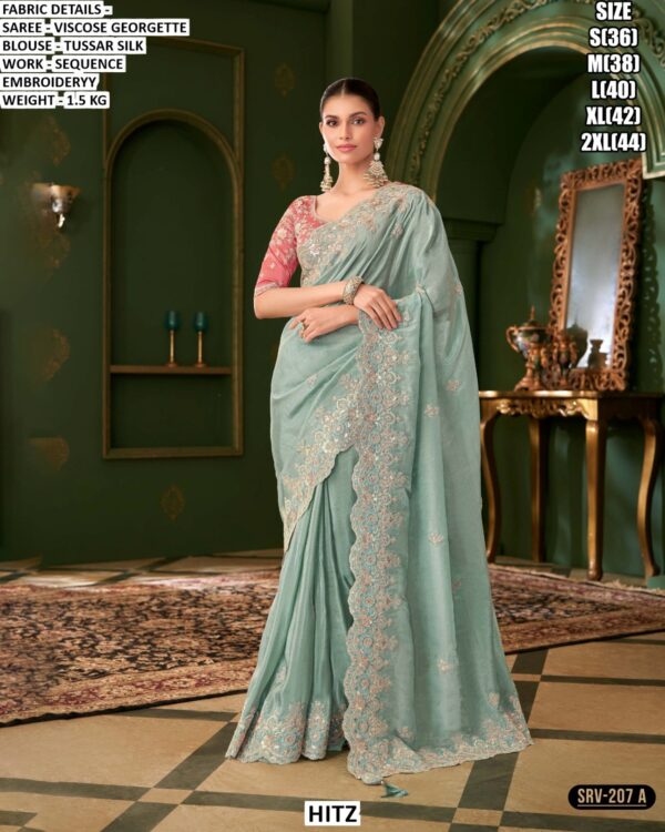 Elegant Saree With Tussar Silk Blouse
