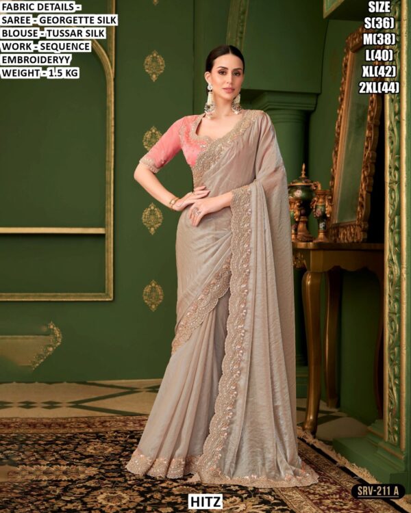Elegant Saree With Tussar Silk Blouse