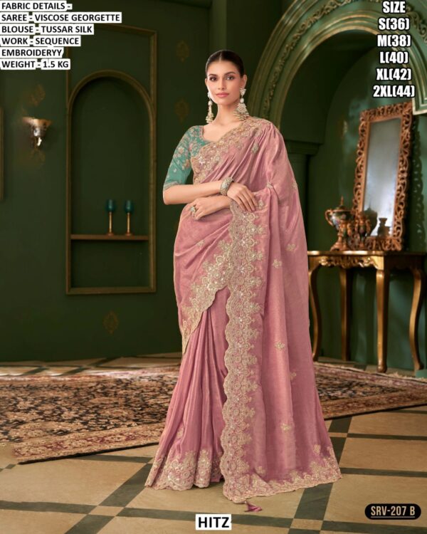 Elegant Saree With Tussar Silk Blouse