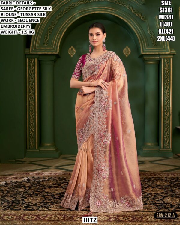 Elegant Saree With Tussar Silk Blouse