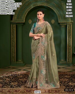 Elegant Saree With Tussar Silk Blouse
