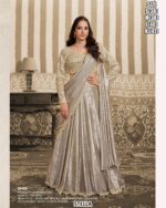 Foil Satin Lehenga Saree With Beads And Sequins Highlighted With Aari Work