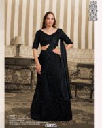 Foil Satin Lehenga Saree With Beads And Sequins Highlighted With Aari Work