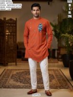 Cotton Kurta Pajama With Embroidery Butta