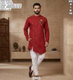 Cotton Kurta Pajama With Embroidery Butta