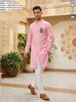Cotton Kurta Pajama With Embroidery Butta