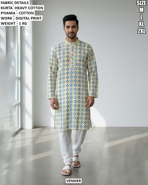 Premium Heavy Cotton Kurta Pyjama Set For Men