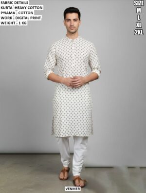 Premium Heavy Cotton Kurta Pyjama Set For Men