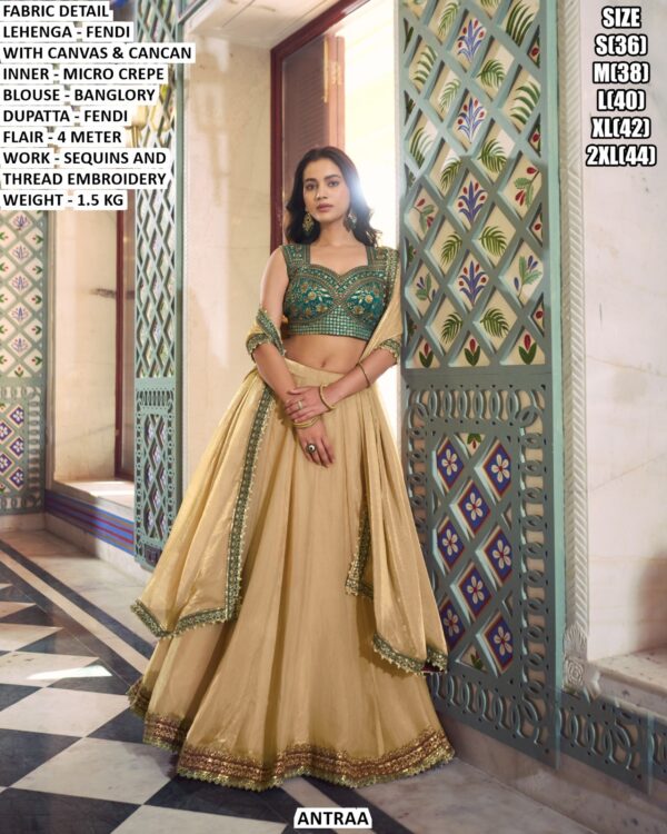 Designer Fendi Lehenga With Sequins And Thread Embroidery