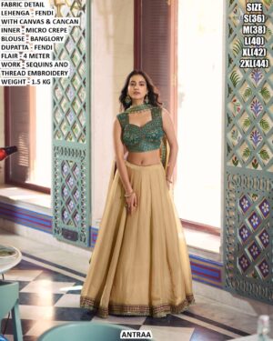Designer Fendi Lehenga With Sequins And Thread Embroidery