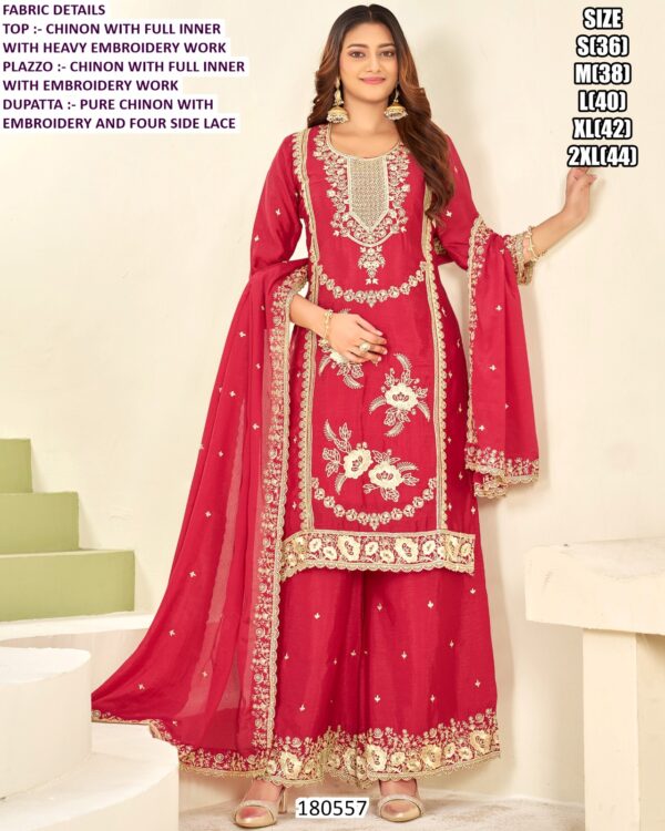 Chinon Heavy Embroidery Palazzo Suit