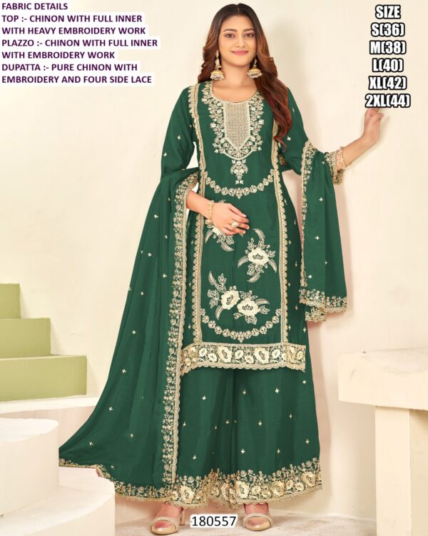 Chinon Heavy Embroidery Palazzo Suit