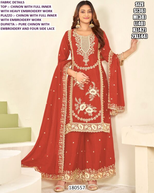 Chinon Heavy Embroidery Palazzo Suit